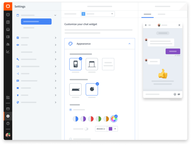LiveChat settings